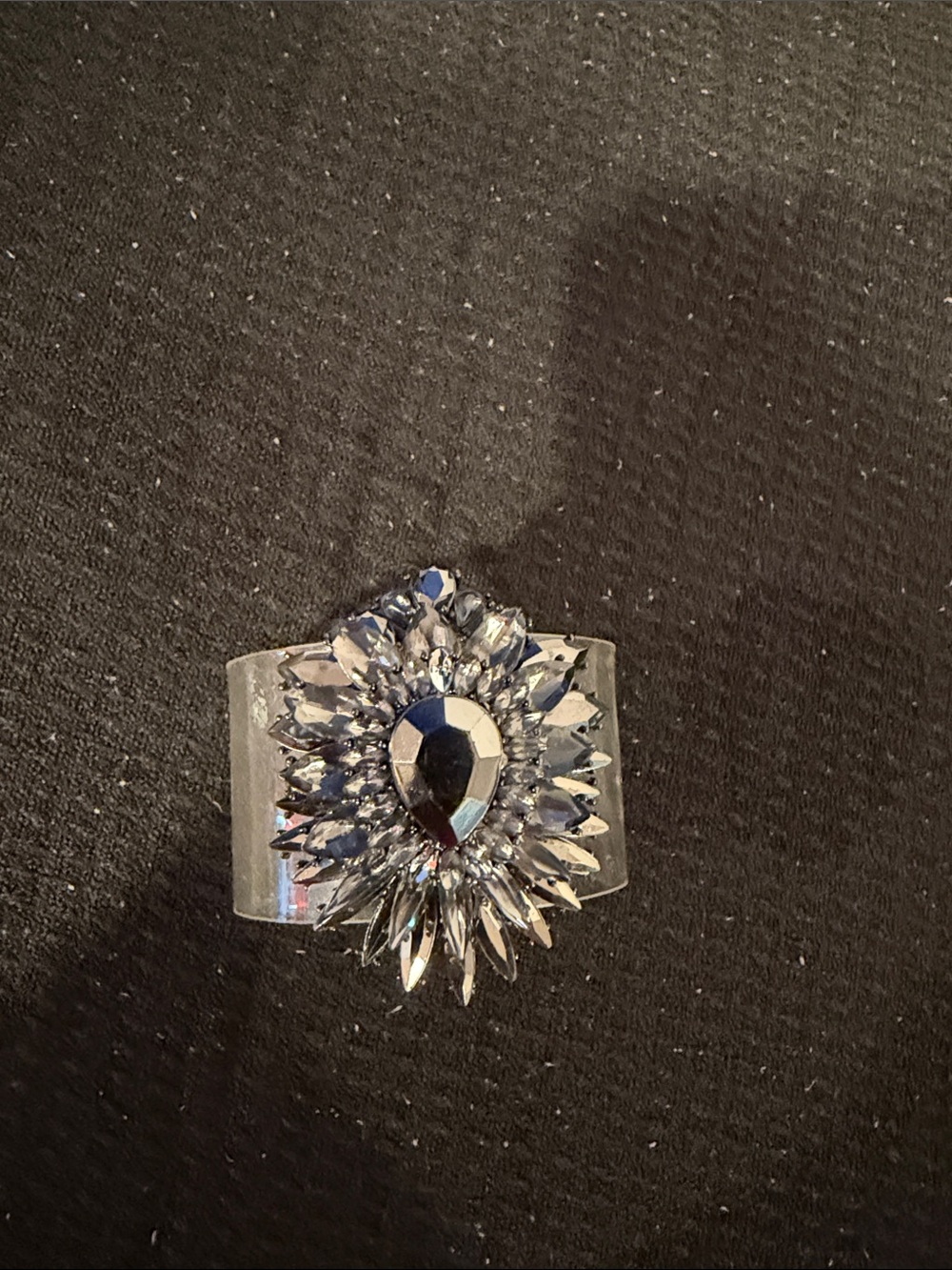 Crystal Sunburst Statement Cuff Bracelet - Silver